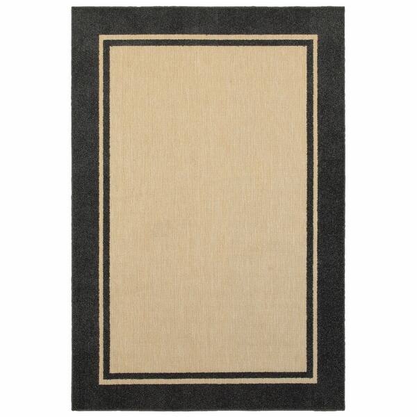 5' x 8' Sand and Black Border Indoor Outdoor Area Rug - 6' x 7' - Bed ...