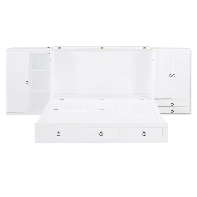 Queen Size Murphy Bed with USB Port, Little Wardrobes and Drawers