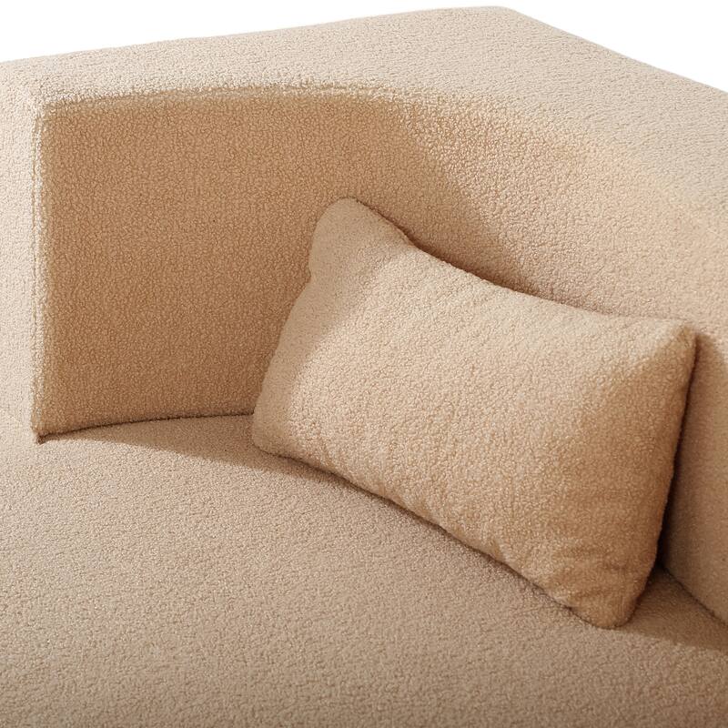 Modern 2-Seater Sofa 2-in-1 Folding Sofa Bed with 2 Pillows Soft Teddy Fabric, for Small Living Room, Dorm, RV