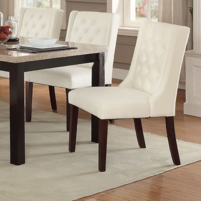 Modern Faux Leather Tufted Dining Chair,Set of 2 - White