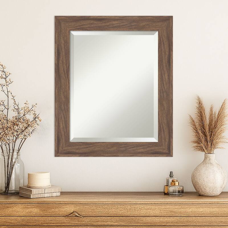Pia Medium Brown Beveled Framed Wall Mirror - Pia Medium Brown