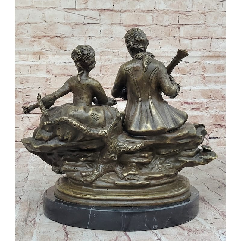 Romantic Serenade: A Baroque Couple In Harmony - European Bronze Sculpture Original Art