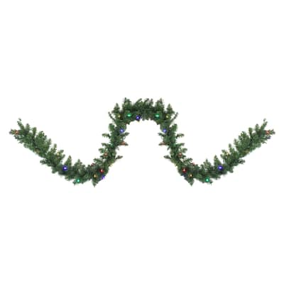 9' x 10" Northern Pine Artificial Christmas Garland Multi Color LED