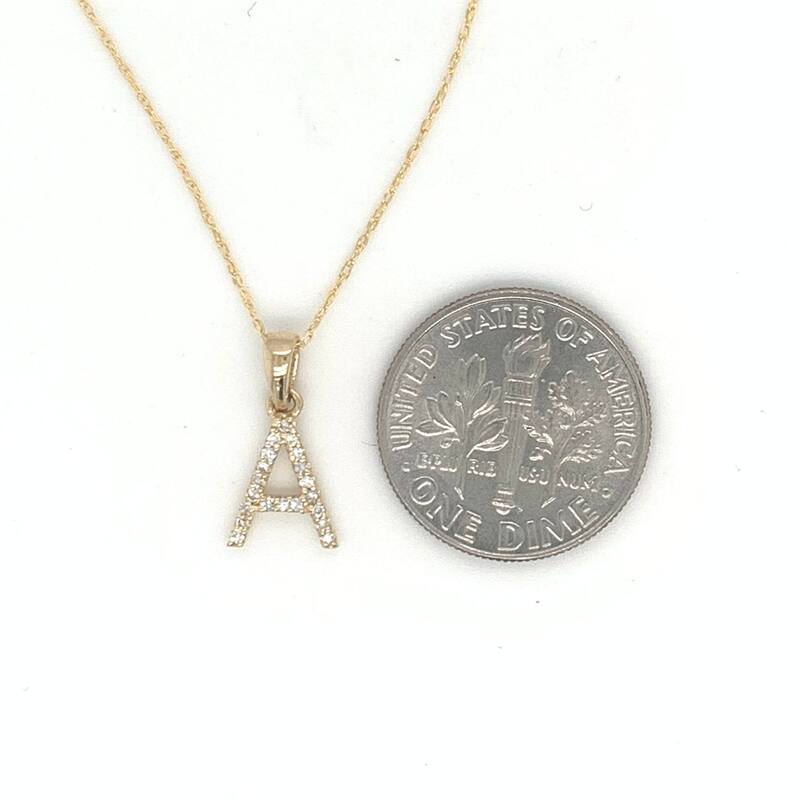 Joelle Collection 1/10 ctw Diamond Initial Pendant Necklace 14K Gold adjustable 16 to 18 inch Chain - Personalized Gift