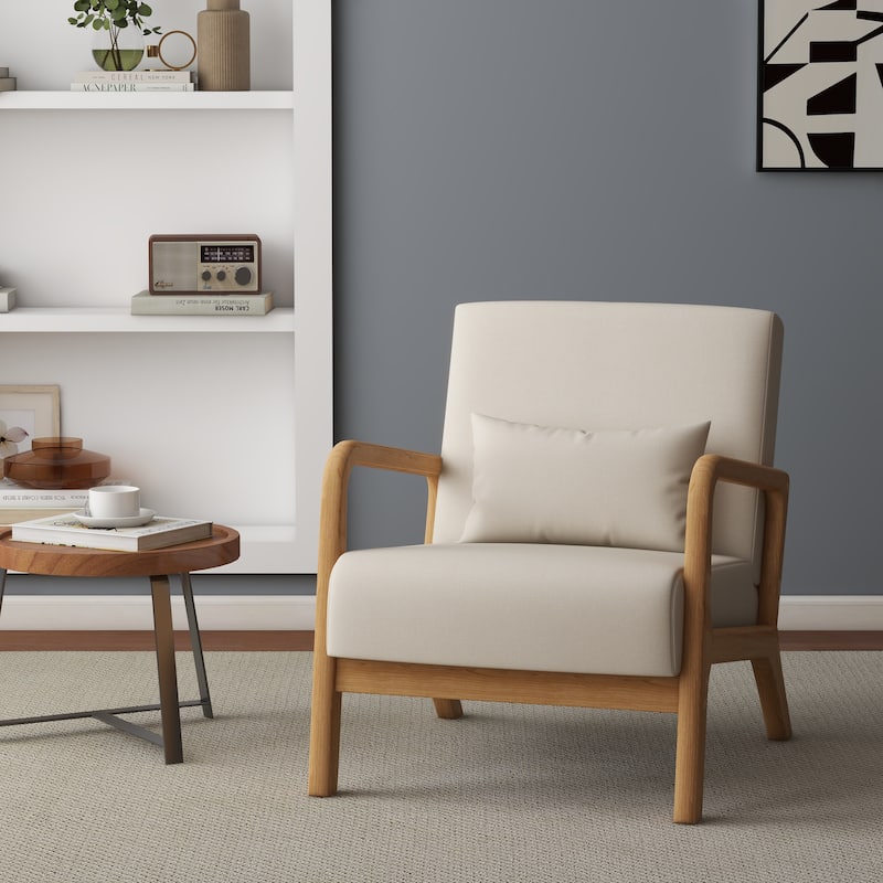 Upholstered Arm Chair with Cution Modern Side Accent Chairs - 25.8"W x 28.7"H x 32.3"D - Beige