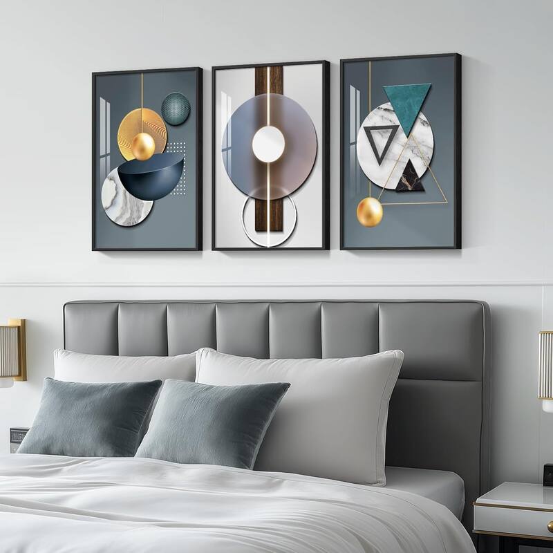3 Piece Modern Luxury Bright Style Blue Green Paintings Wall Decor