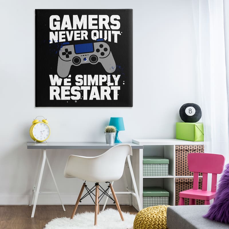 Stupell Gamers Never Quit Phrase Canvas Wall Art Design By Kim Allen