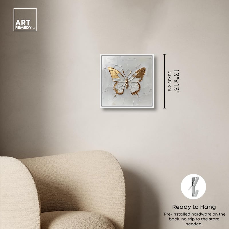 Simple Golden Butterfly Canvas by Art Remedy