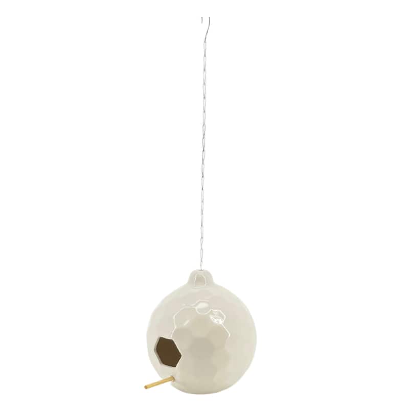Ceramic 8-Inch Round Honeycomb Birdhouse