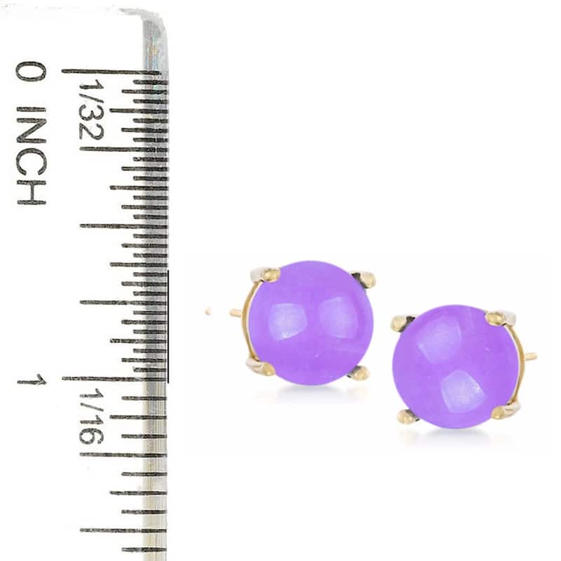 18K Yellow Over Sterling Silver 8mm Round Genuine Gemstone Stud Earrings