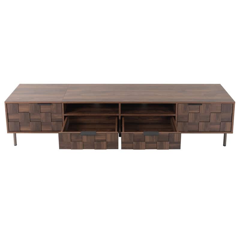 Mid Century TV Stand with 2 Drawers, Media Console Table for TVs up to 85''