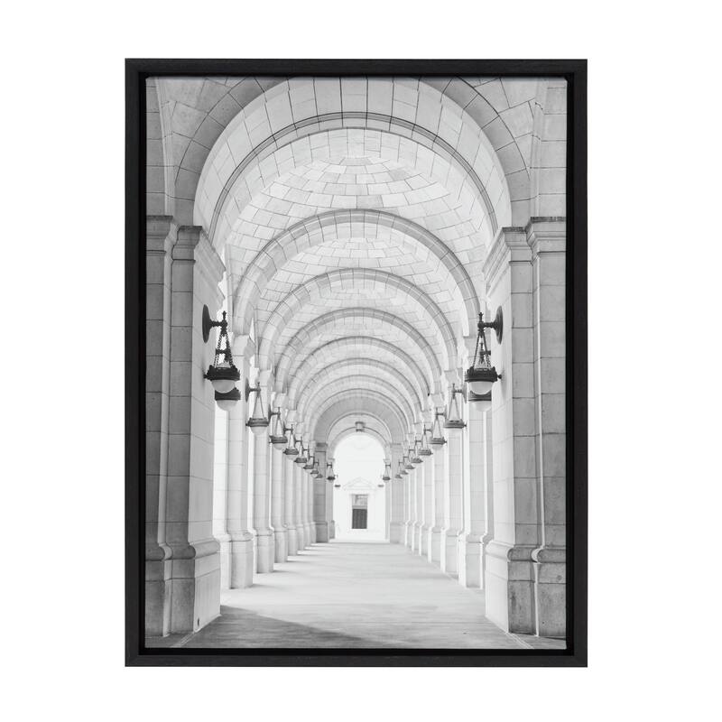 Kate and Laurel Sylvie Union Station Framed Canvas by Golie - 18x24 - Plastic - Black