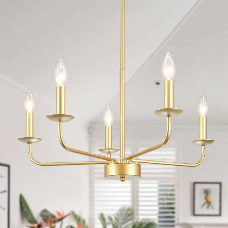 5-Light 24.04 in. Classic Chandelier for Kitchen Living Room - Spray-painted Gold