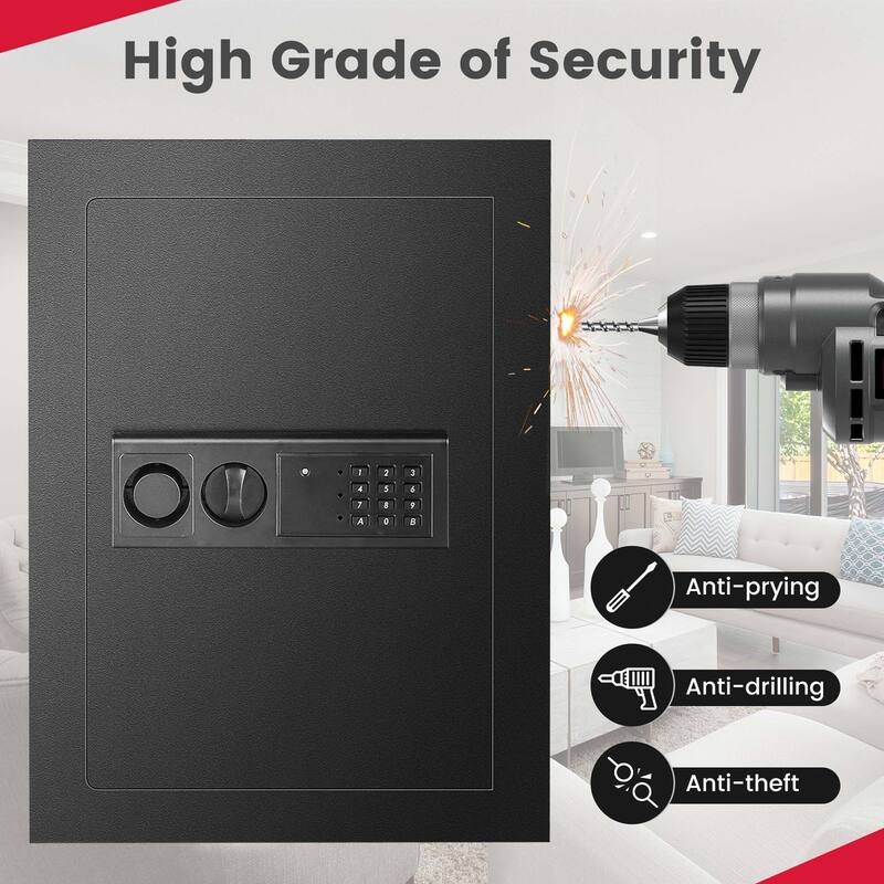 Costway 0.8CF Digital Flat Recessed Wall Safe Home Security Lock Gun