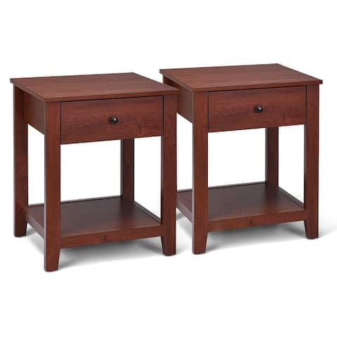 Costway Set of 2 Night Stand End Side Table Bedside Sofa Accent Table