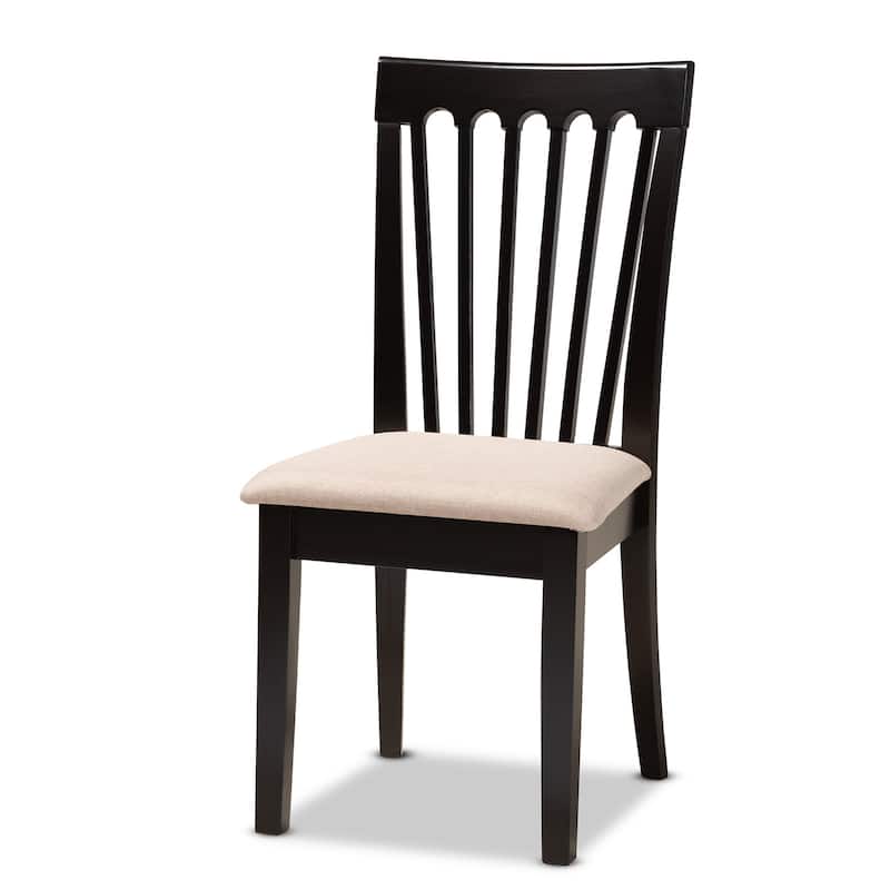 Victorian Dining Set - 7 Piece Sand Fabric Upholstered Wood Table & Chairs