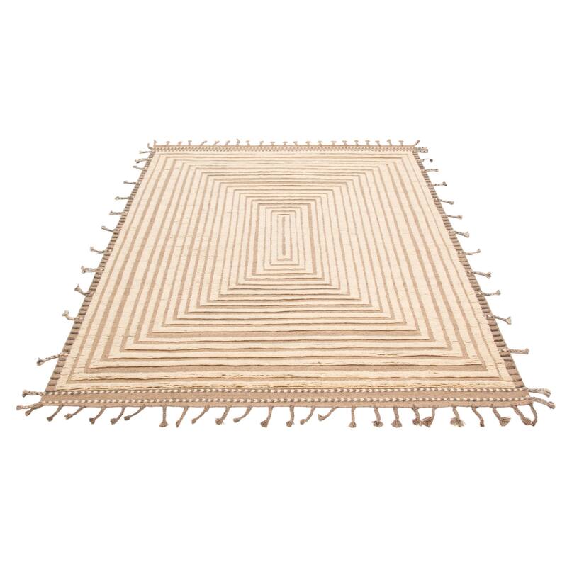 ECARPETGALLERY Hand-knotted Tangier Cream Wool Rug - 8'0 x 10'2