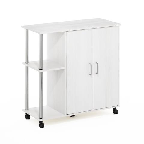 Furinno Helena 3-Tier Utility Kitchen Island and Storage Cart on wheels with Stainless Steel Tubes