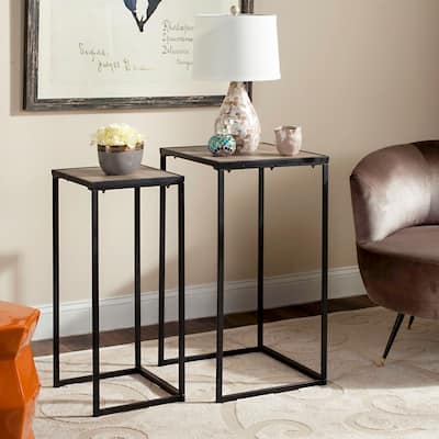 SAFAVIEH Mid-Century Modern Callia Light Grey / Black End Table - 16.5" x 16.5" x 31.5"