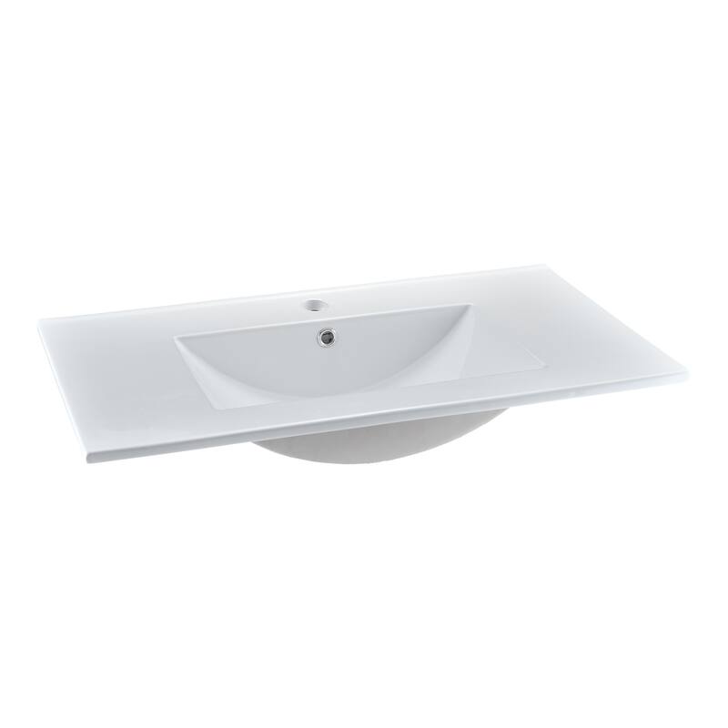32"36" in. W x 18.3in. D Classic Rectangular Integrated Ceramic Bath Basin Sink Vanity Top - 32" W x 18.3" D