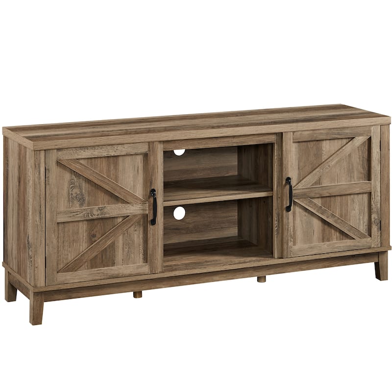 Yaheetech 58" 2-Tier Farmhouse TV Stand Entertainment Console Cabinet - Rustic Oak