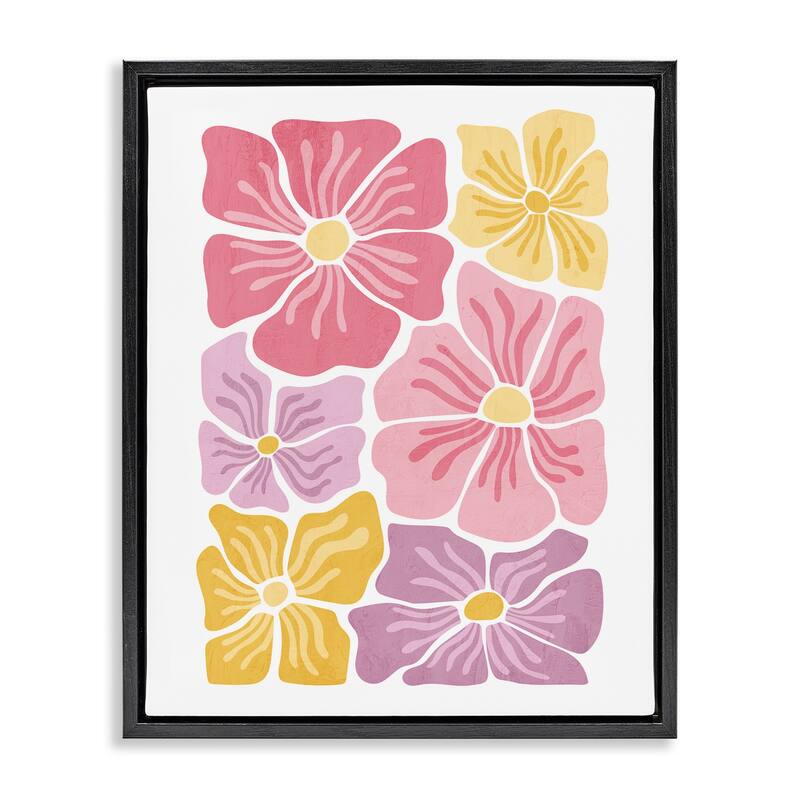 Stupell Pastel Hued Flower Blossoms Framed Floater Canvas Wall Art Design By Kim Allen - 25 x 31 - Black