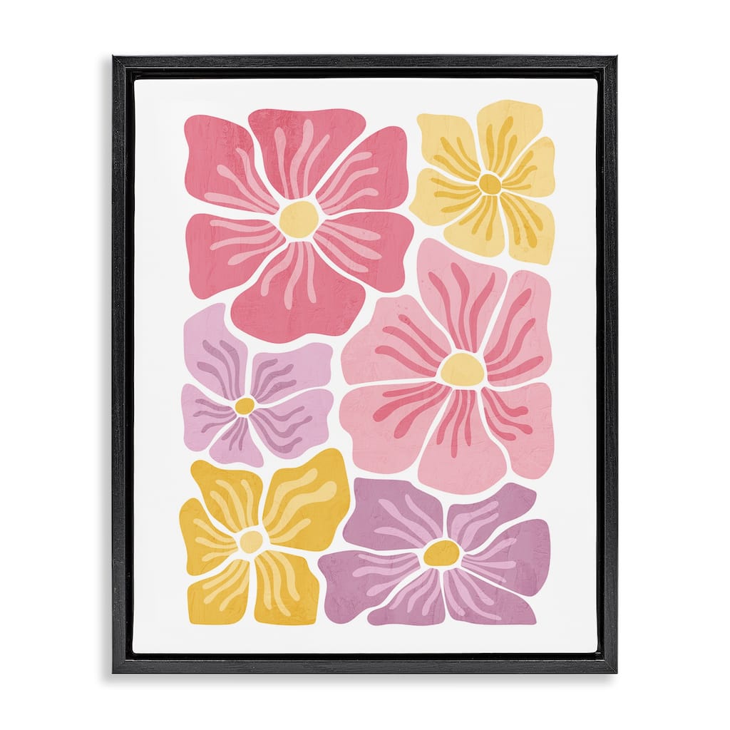 Stupell Pastel Hued Flower Blossoms Framed Floater Canvas Wall Art Design By Kim Allen