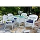 preview thumbnail 22 of 41, Portside Coastal White Outdoor Wicker Dining Set (5-Piece) Navy