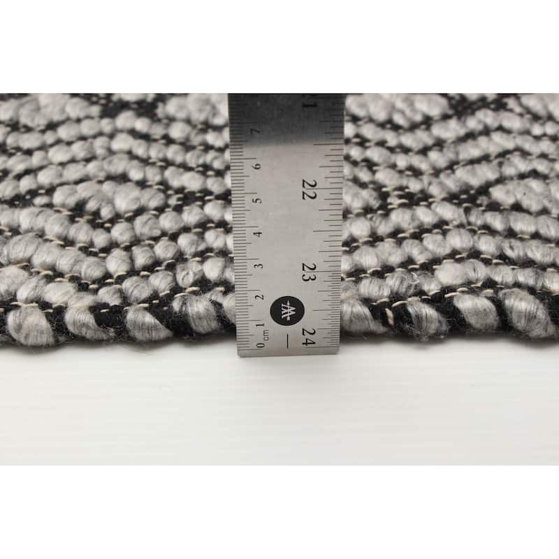 ECARPETGALLERY Braid weave Sienna Grey Wool Rug - 5'2 x 7'9