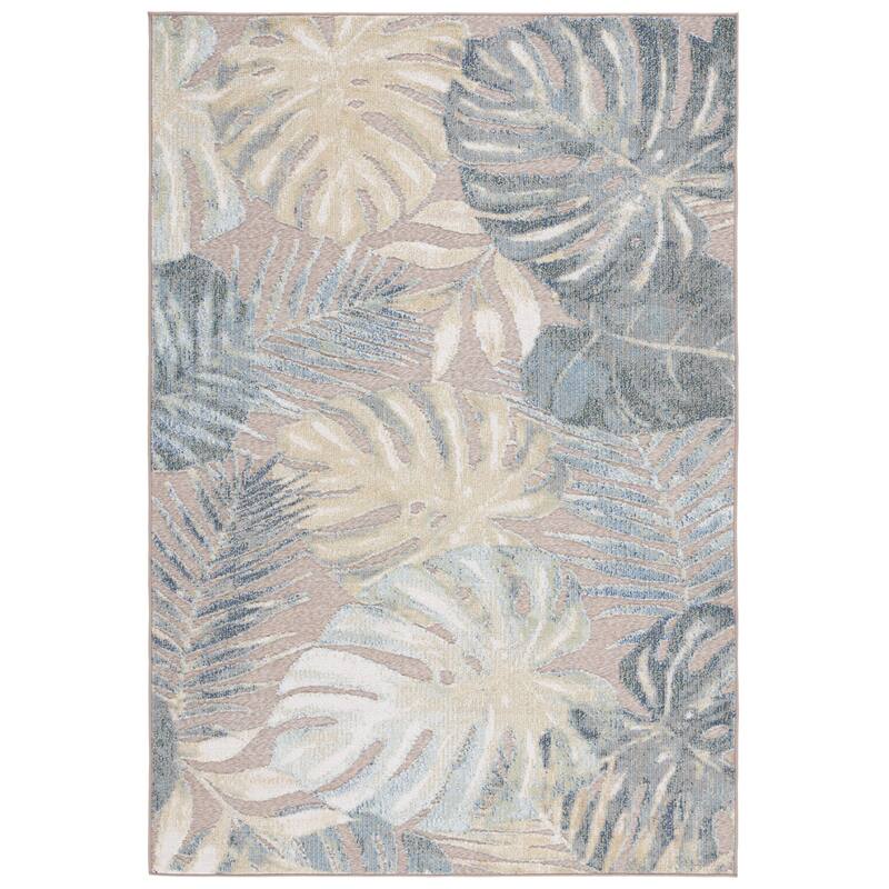 SAFAVIEH Sarasota Mayako Indoor/Outdoor Rug - 4'5" x 6'5" - Light Green/Brown