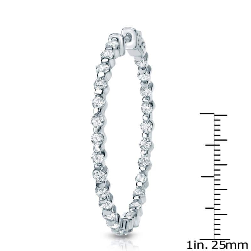 Auriya 14k Gold 10 carat TW Shared Prong Large Diamond Hoop Earrings - 1.88-inch (J-K, I1-I2)