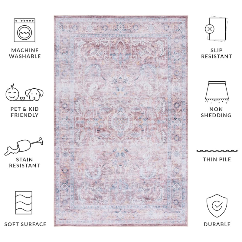 SAFAVIEH Tucson Machine Washable Slip Resistant Dena Oriental Distressed