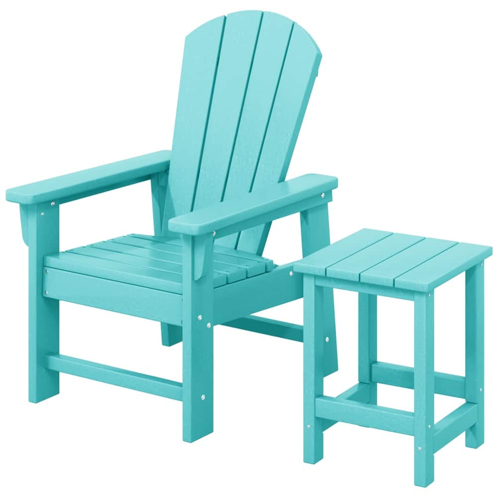 Laguna Kids Outdoor Poly Adirondack Chair With Side Table 2-Piece Set