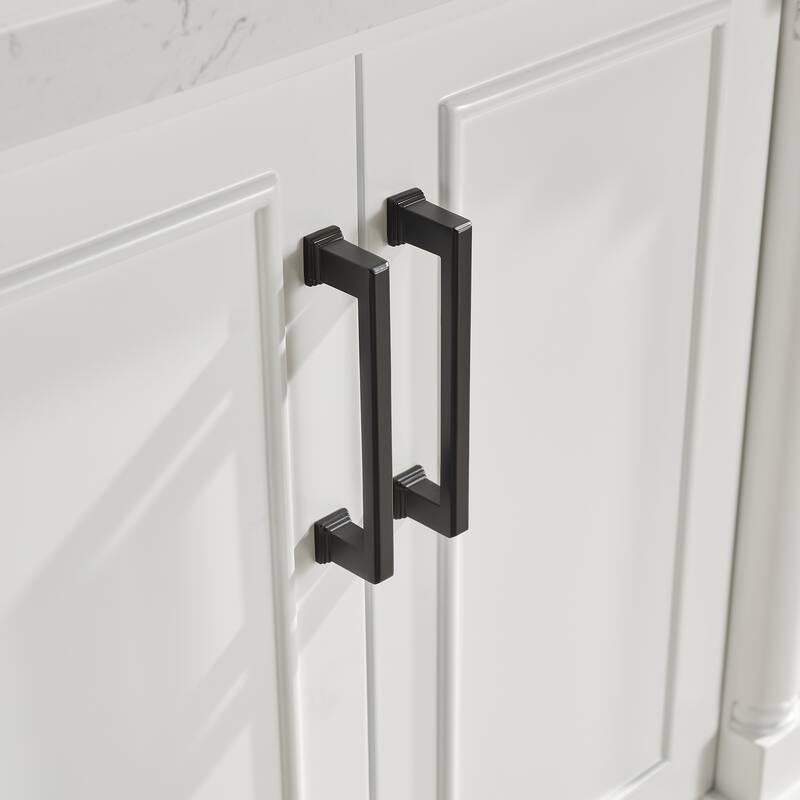 GDFStudio - Modern 60" Freestanding Bathroom Vanity with Dual Engineered Carrara Marble, Fully Assembled