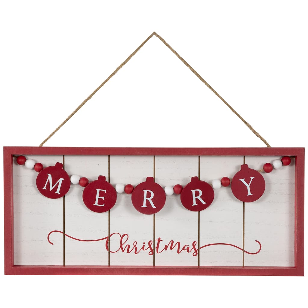 14" Framed "Merry Christmas" Wooden Hanging Wall Sign