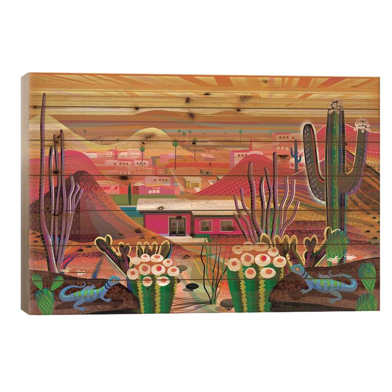 Las Palmas Print On Wood by Charles Harker - Multi-Color - 26x40x1.5