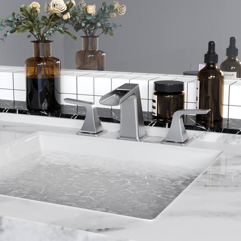 8 in. Widespread 2-Handle Waterfall Spout Bathroom Faucet