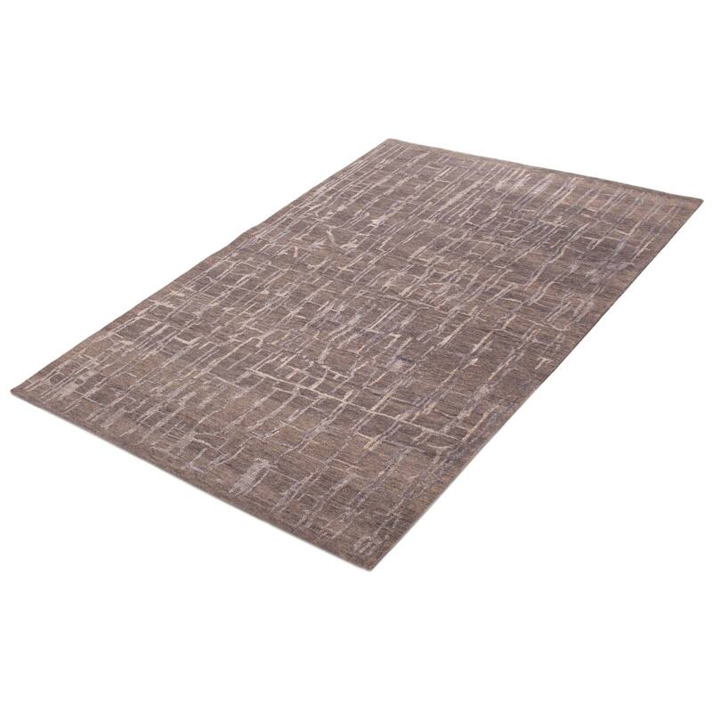 ECARPETGALLERY Hand-knotted Heritage Dark Grey Silk, Wool Rug - 5'3 x 7'8