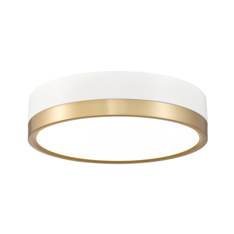 Z-Lite 1006F12-LED Algar 12" Wide LED Flush Mount Drum Ceiling Fixture - Matte White / Modern Gold
