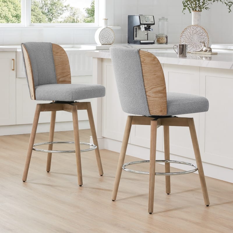 Ryan Swivel Counter Height Bar Stools with Bentwood Back
