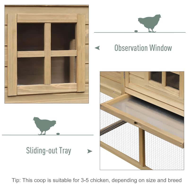 PawHut 69" Outdoor Wooden Chicken Coop Hen House with Nesting Box and Run