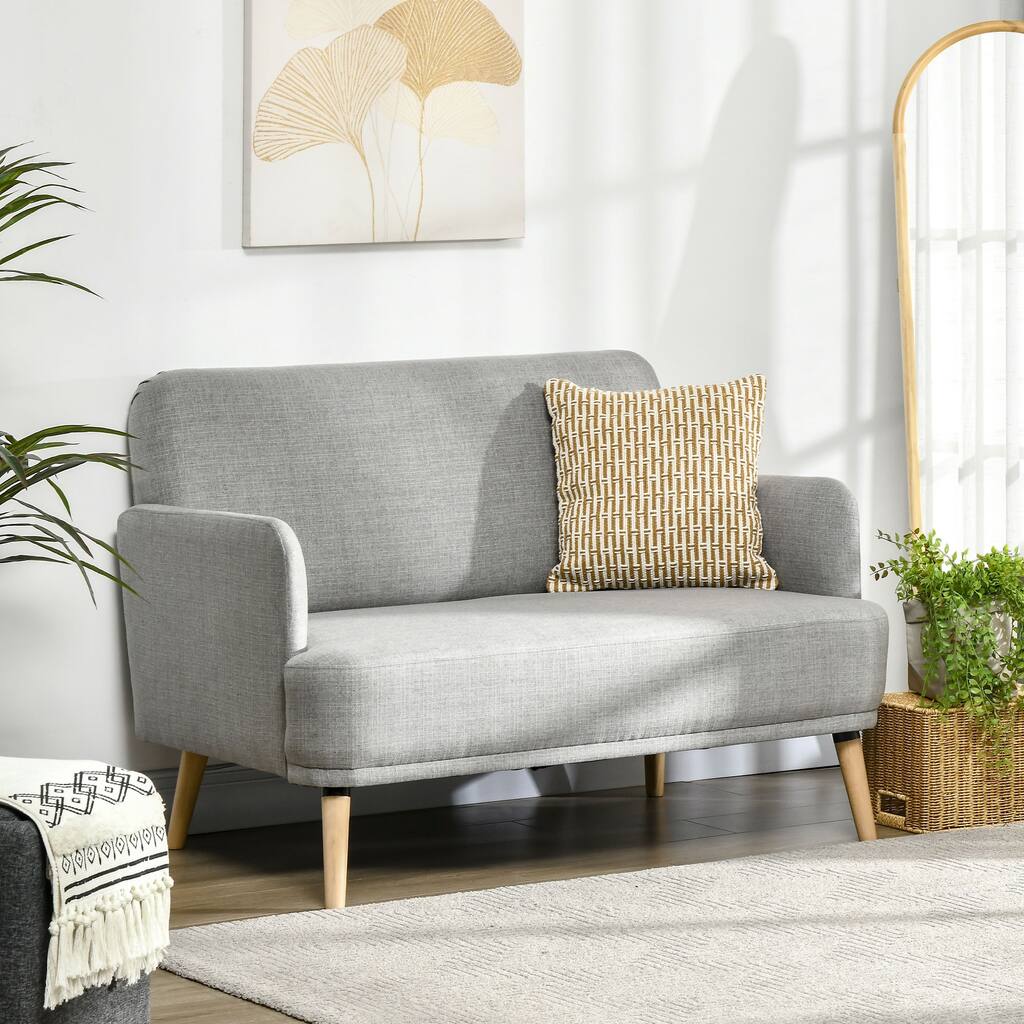HOMCOM 48" Loveseat Sofa for Bedroom, Upholstered Love Seats Furniture