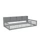 preview thumbnail 29 of 34, Twin XL Size Floor Bed with Storage Shelves and USB Ports, Wooden Montessori Bed Daybed with Fence Guardrails for Kids