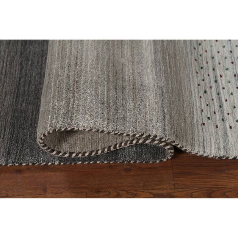 Striped Tribal Gabbeh Oriental Area Rug Handmade Wool Carpet - 5'9"x 8'2"
