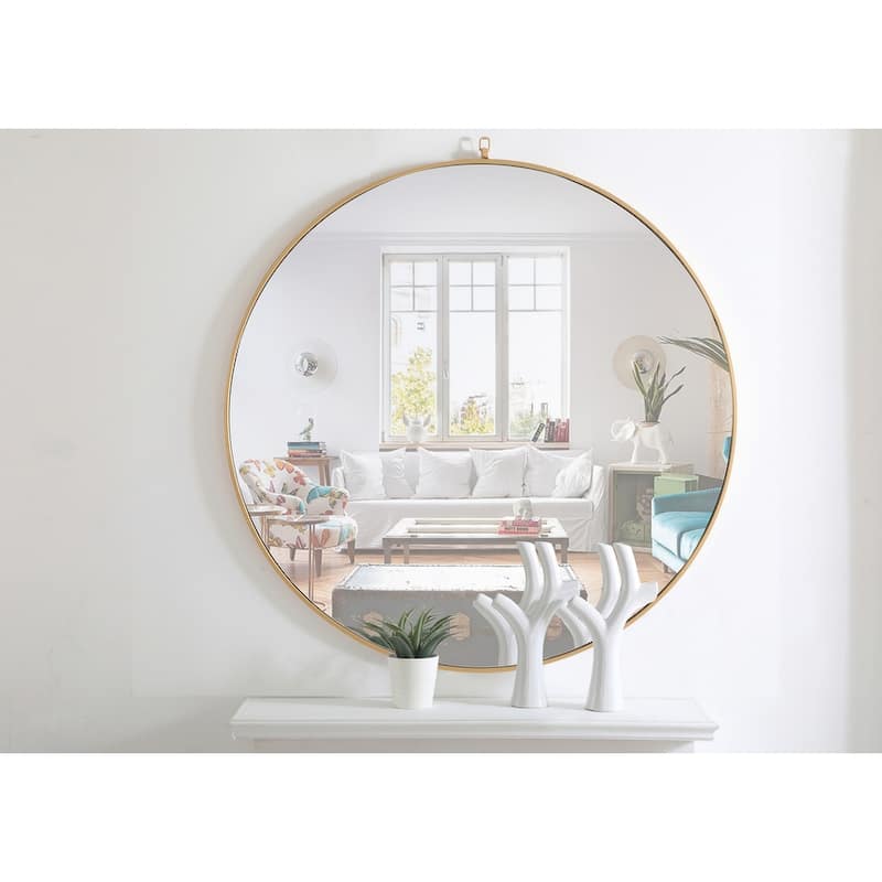 Strick & Bolton Patti Metal 48-inch Round Mirror with Decorative Hook