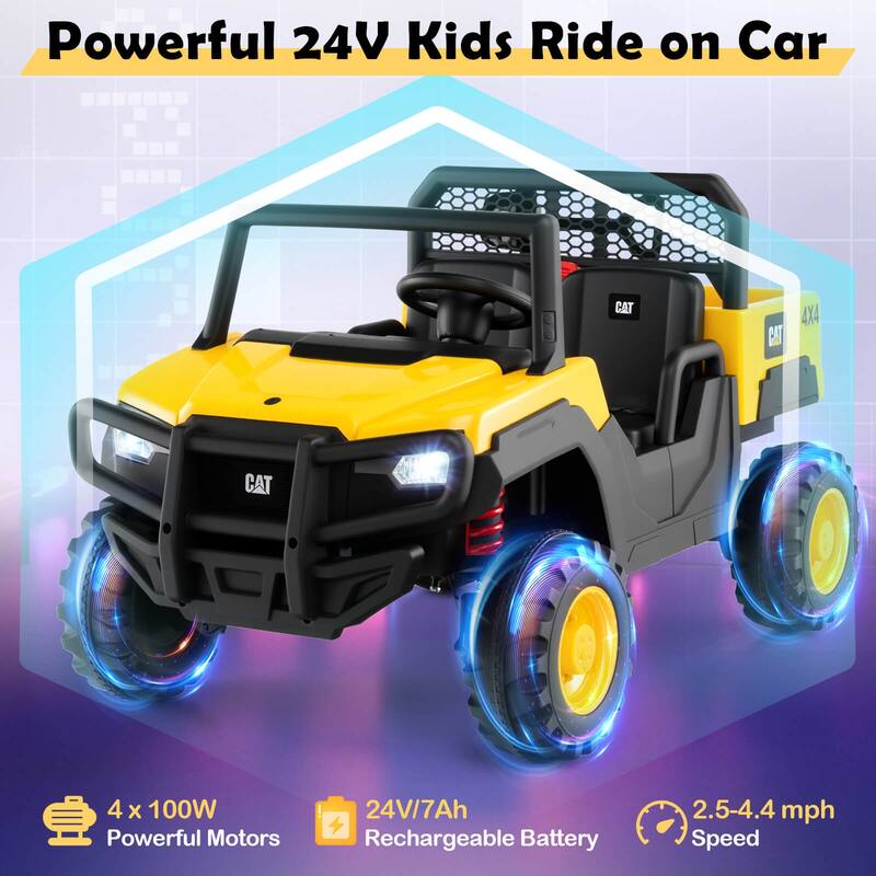 Costway 24V Ride On Dump Truck with Remote Control, Dump Bed, Shovel, - Yellow + Black - See Details