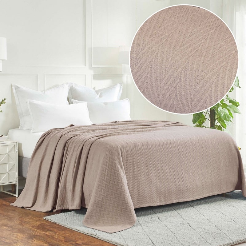 Superior Metro Zig-Zag Chevron All-Season Bedding Cotton Blanket - Twin - Khaki