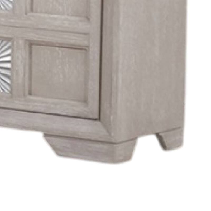 Diaz Sideboard Buffet Console, 3 Doors, Sunburst Pattern, Light Gray