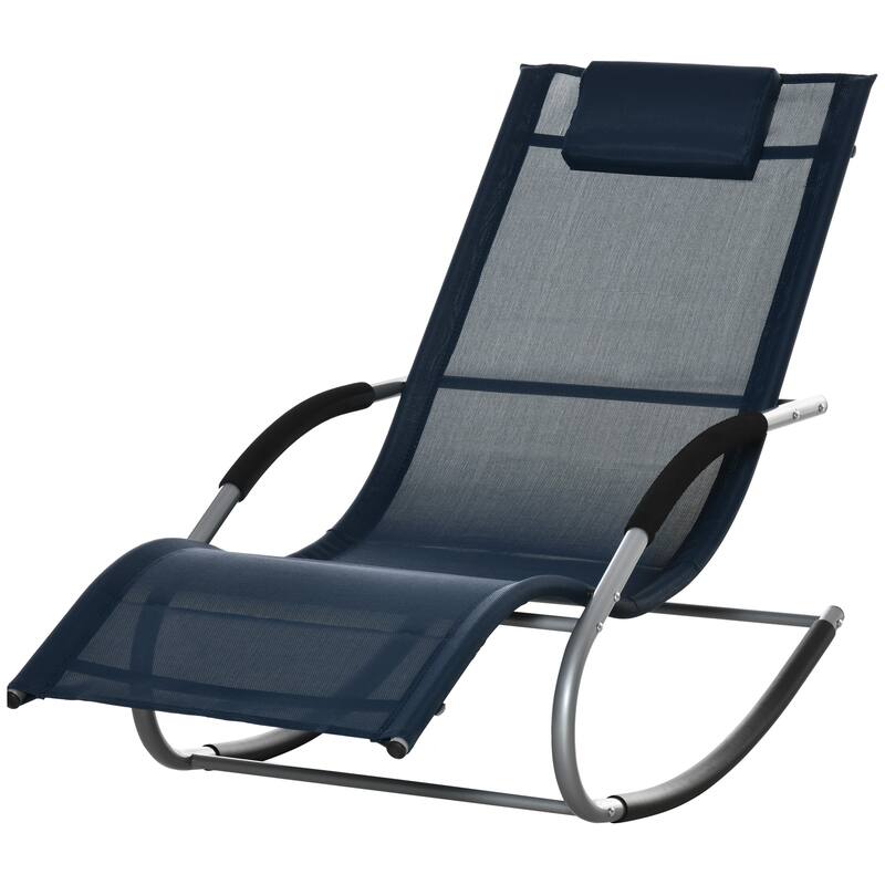 Outdoor Zero Gravity Rocking Chair, Chaise Lounge Chair with Steel Frame