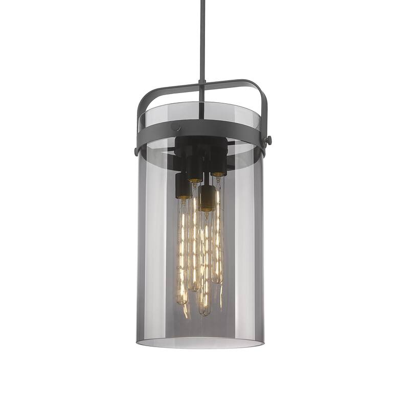 Innovations Lighting 413-4SL-26-13 Pilaster Pendant Pilaster 4 Light - Matte Black / Plated Smoke